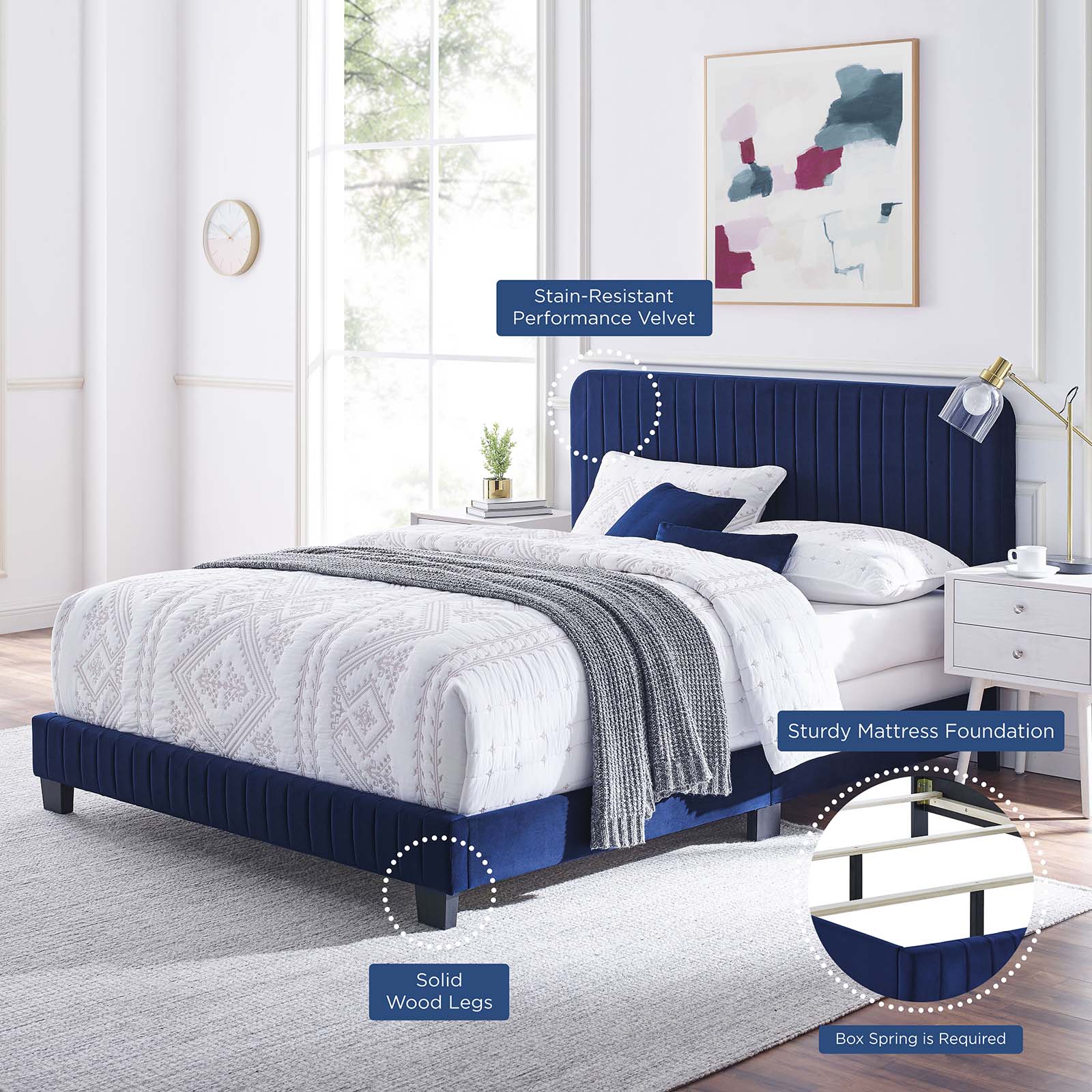 Celine Channel Tufted Performance Velvet King Bed by Modway