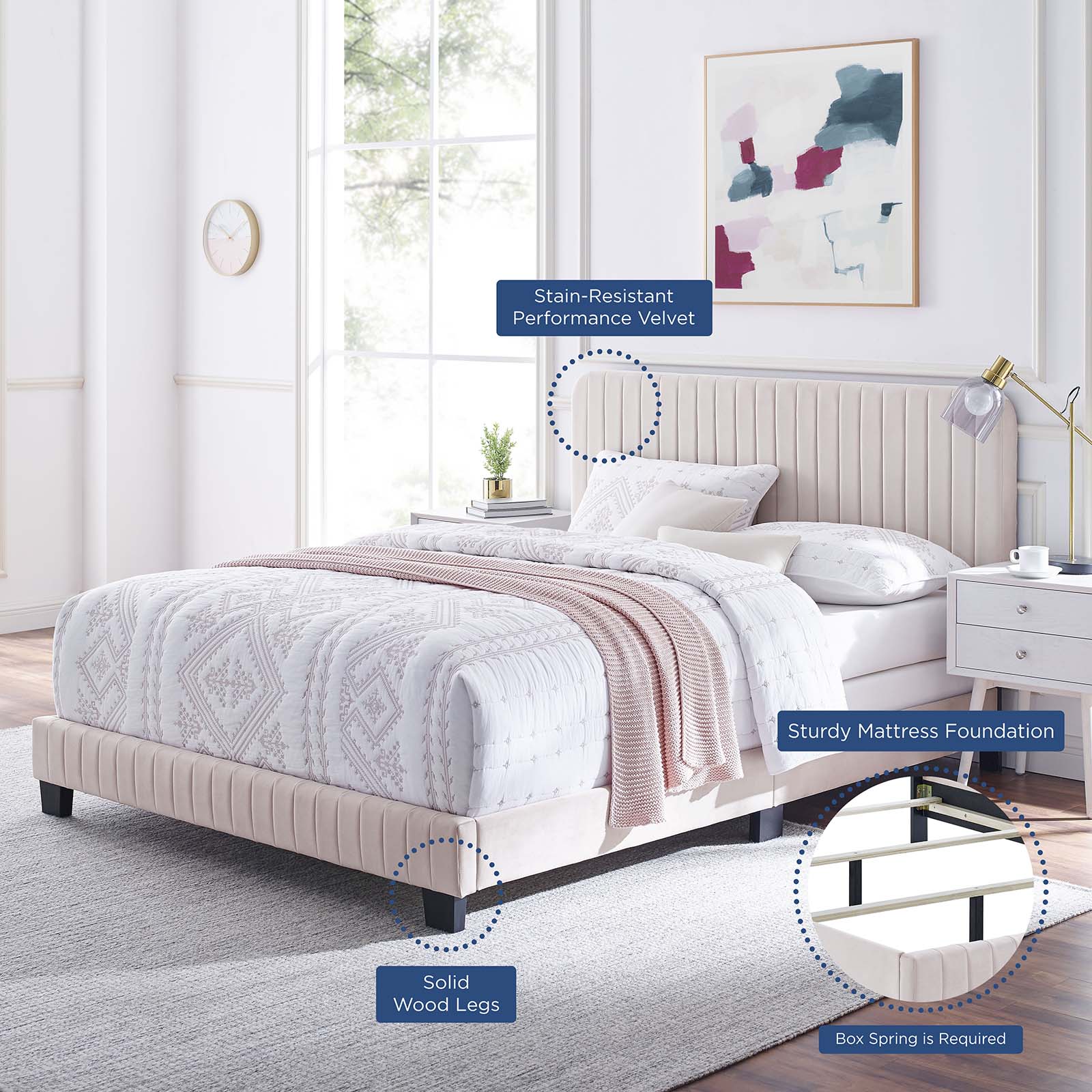 Celine Channel Tufted Performance Velvet King Bed by Modway