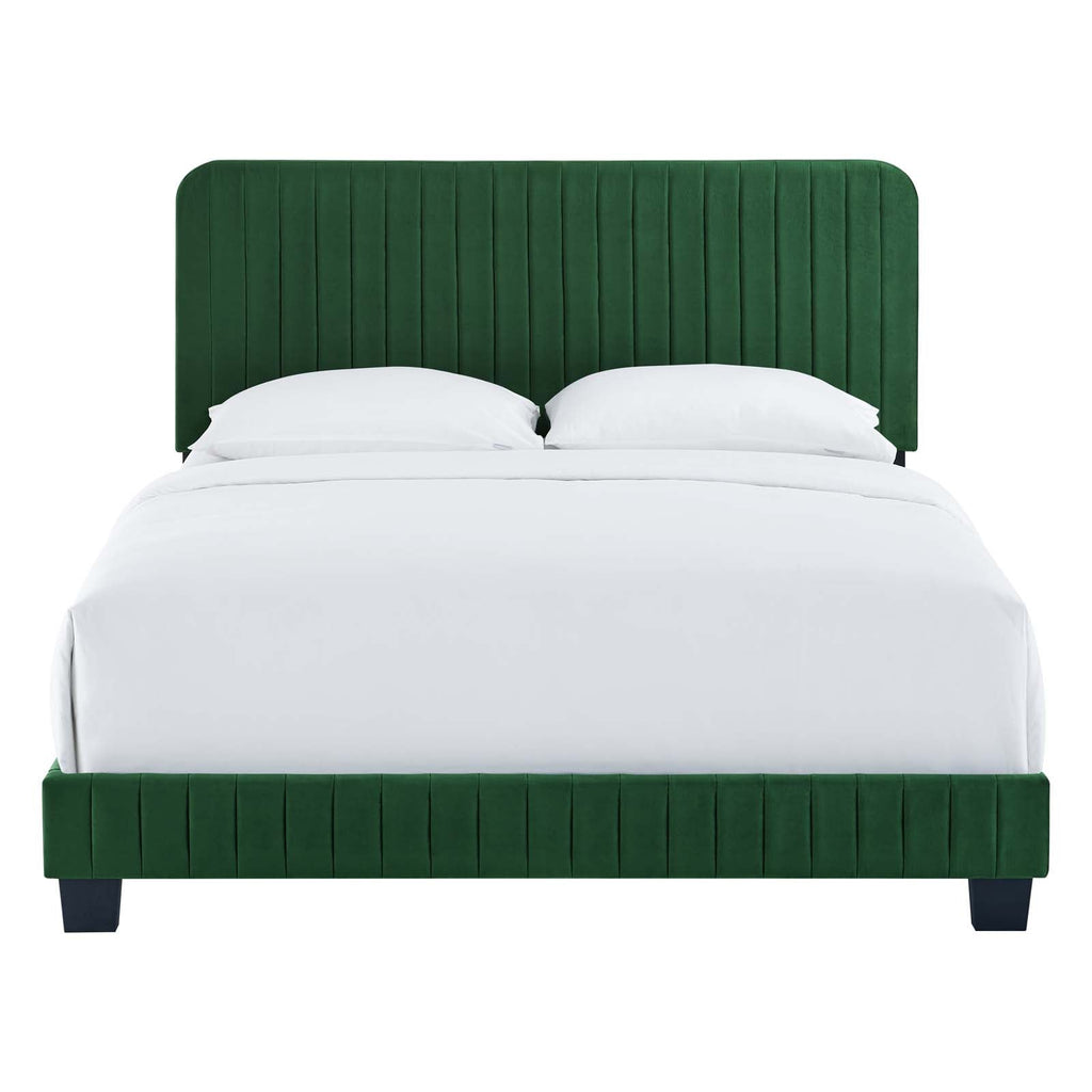 Celine Channel Tufted Performance Velvet Queen Bed by Modway