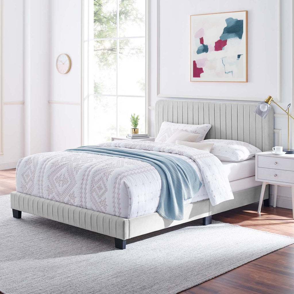 Celine Channel Tufted Performance Velvet Queen Bed by Modway