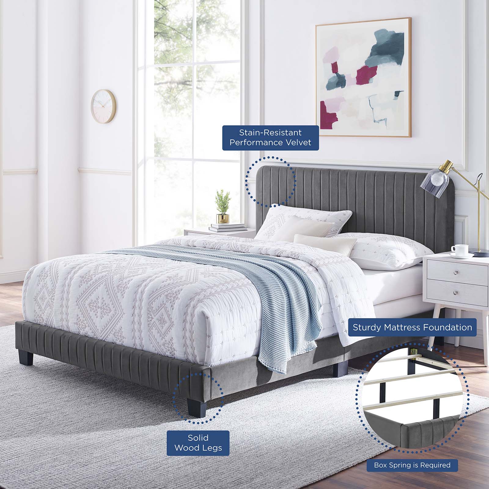 Celine Channel Tufted Performance Velvet Full Bed by Modway