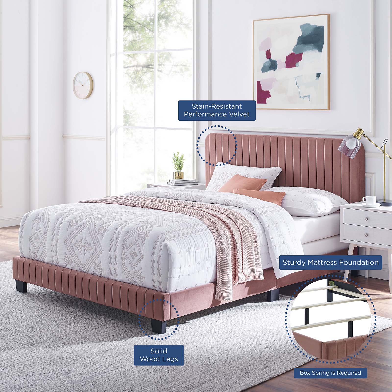 Celine Channel Tufted Performance Velvet Twin Bed by Modway