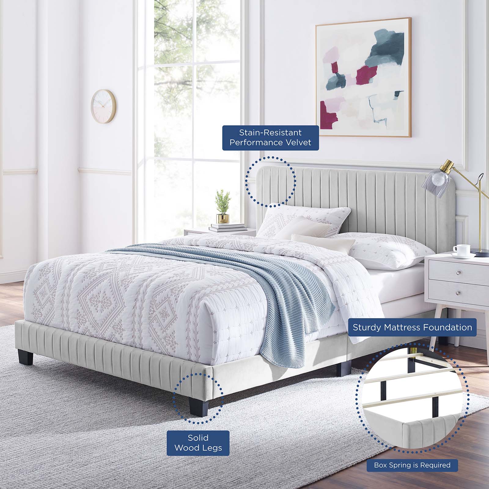 Celine Channel Tufted Performance Velvet Twin Bed by Modway
