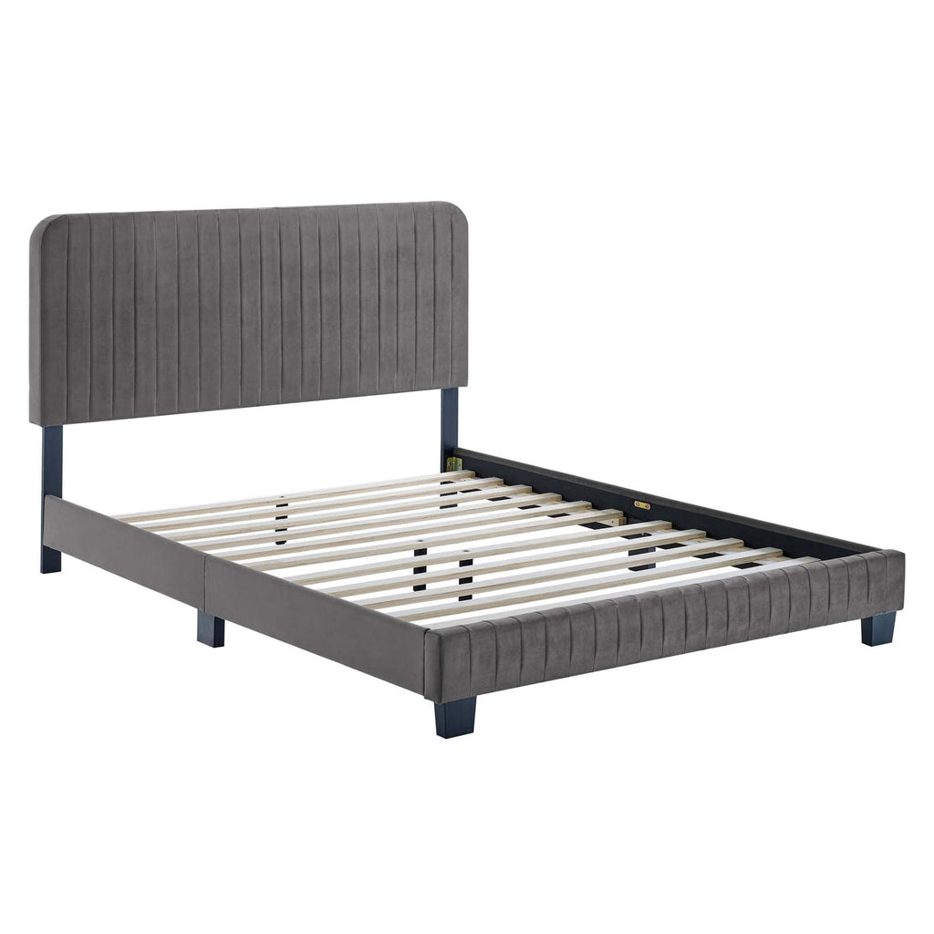 Celine Channel Tufted Performance Velvet King Platform Bed by Modway