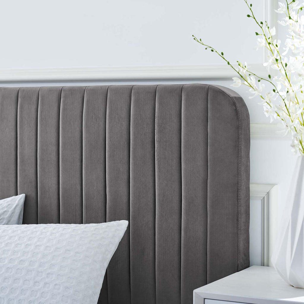 Celine Channel Tufted Performance Velvet King Platform Bed by Modway