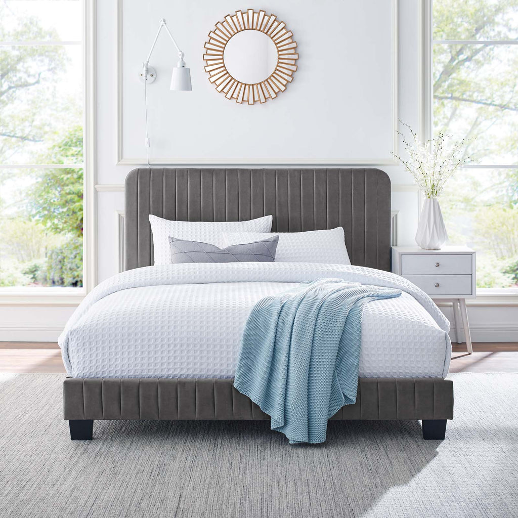 Celine Channel Tufted Performance Velvet King Platform Bed by Modway