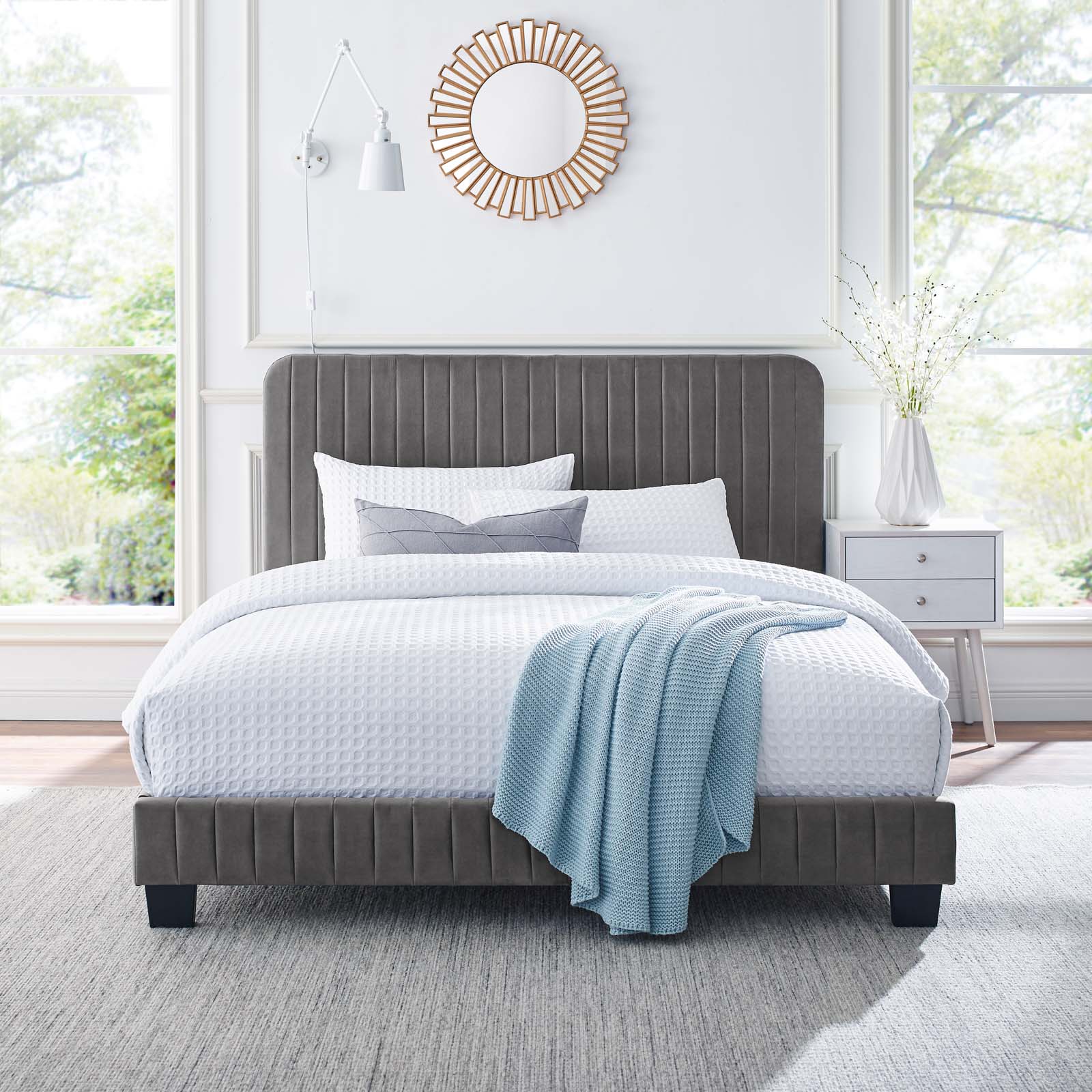 Celine Channel Tufted Performance Velvet King Platform Bed by Modway