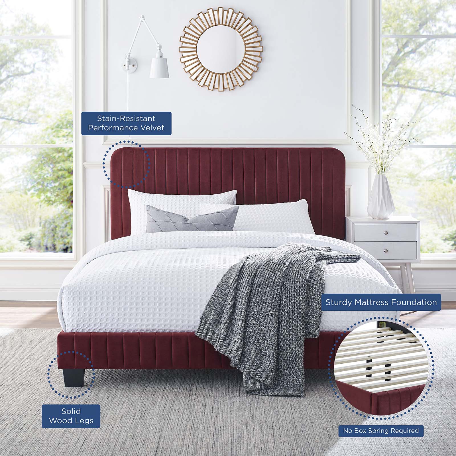 Celine Channel Tufted Performance Velvet King Platform Bed by Modway