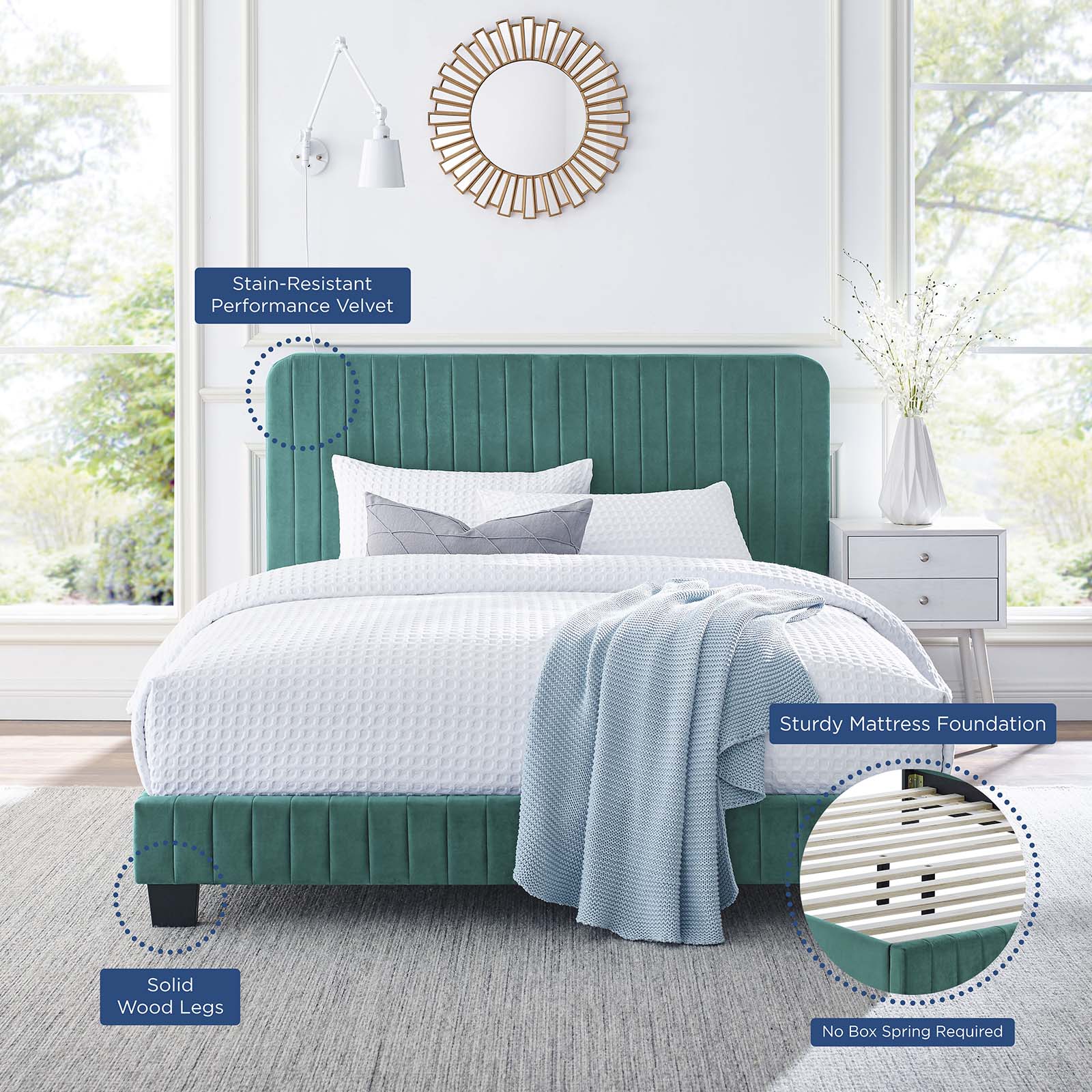 Celine Channel Tufted Performance Velvet King Platform Bed by Modway