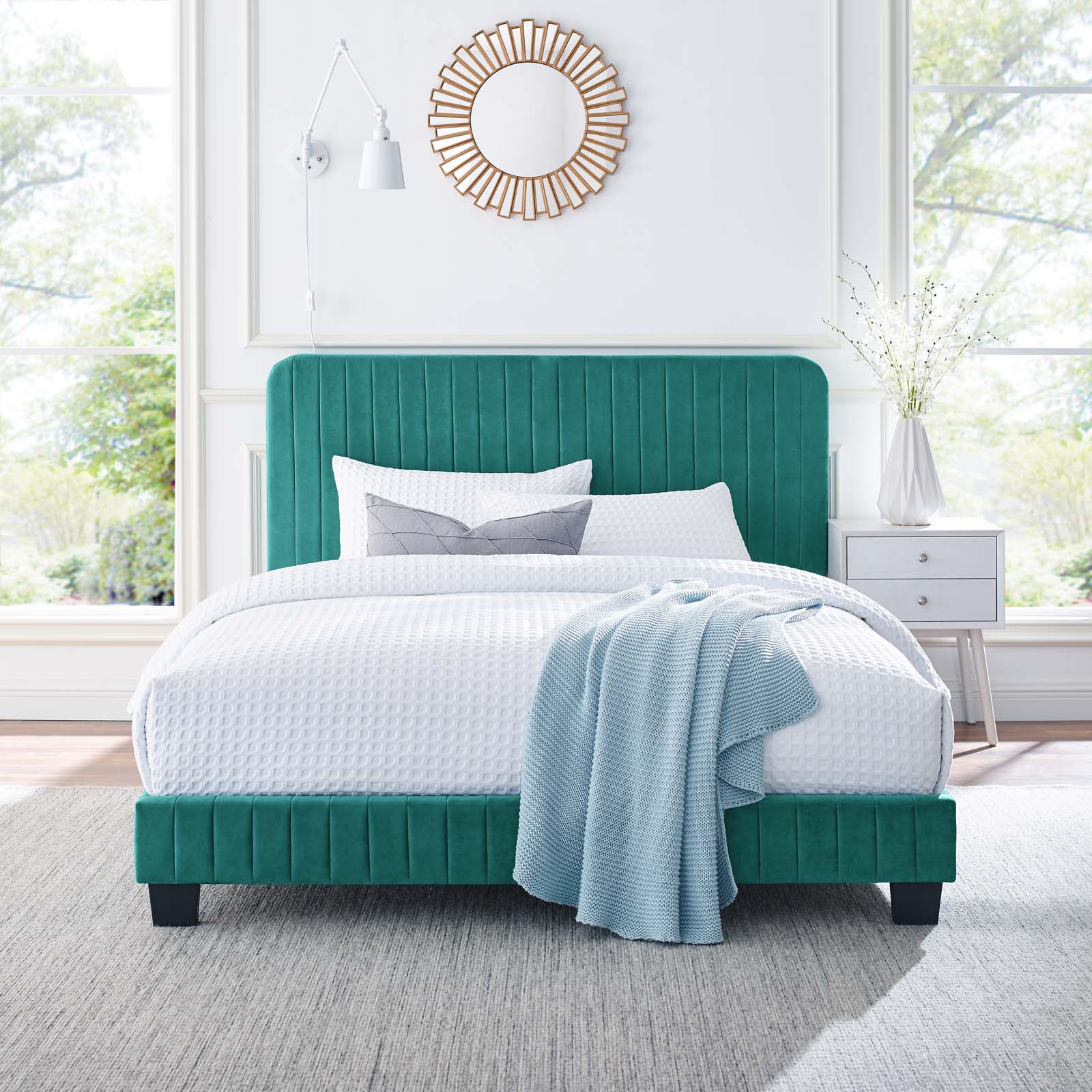 Celine Channel Tufted Performance Velvet King Platform Bed by Modway