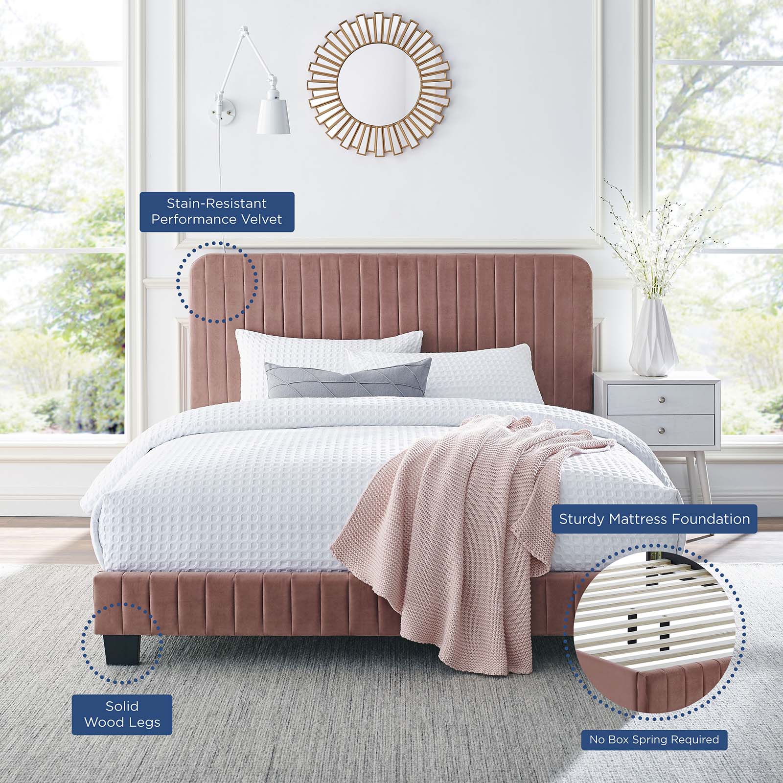 Celine Channel Tufted Performance Velvet Twin Platform Bed by Modway