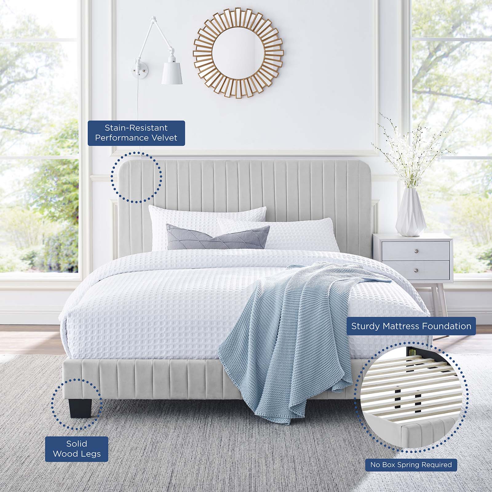 Celine Channel Tufted Performance Velvet Twin Platform Bed by Modway
