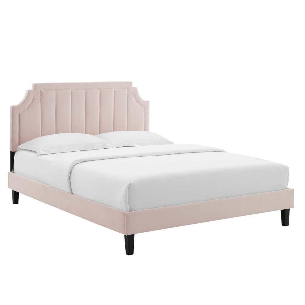 Sienna Performance Velvet Queen Platform Bed by Modway