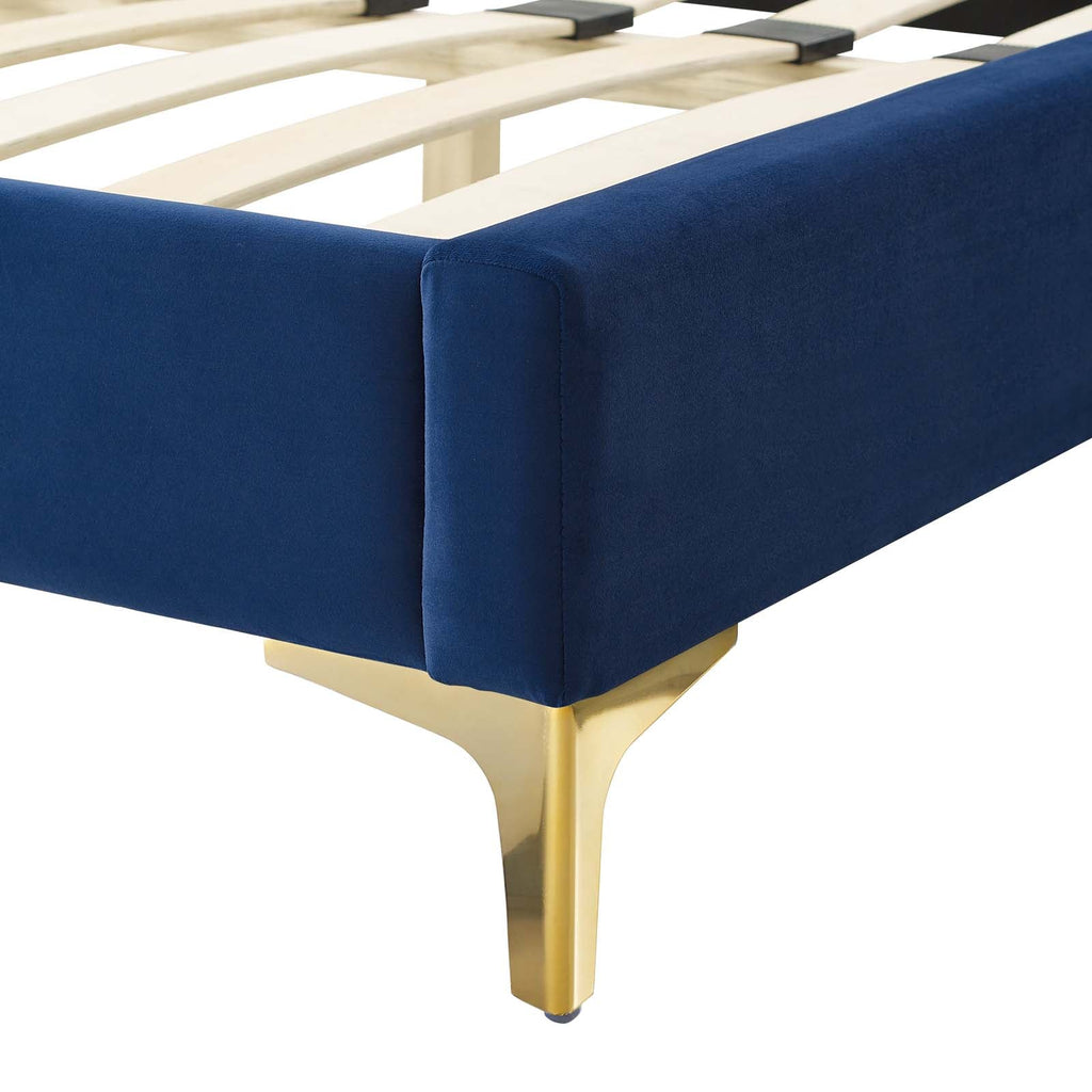 Current Performance Velvet Twin Platform Bed in Na