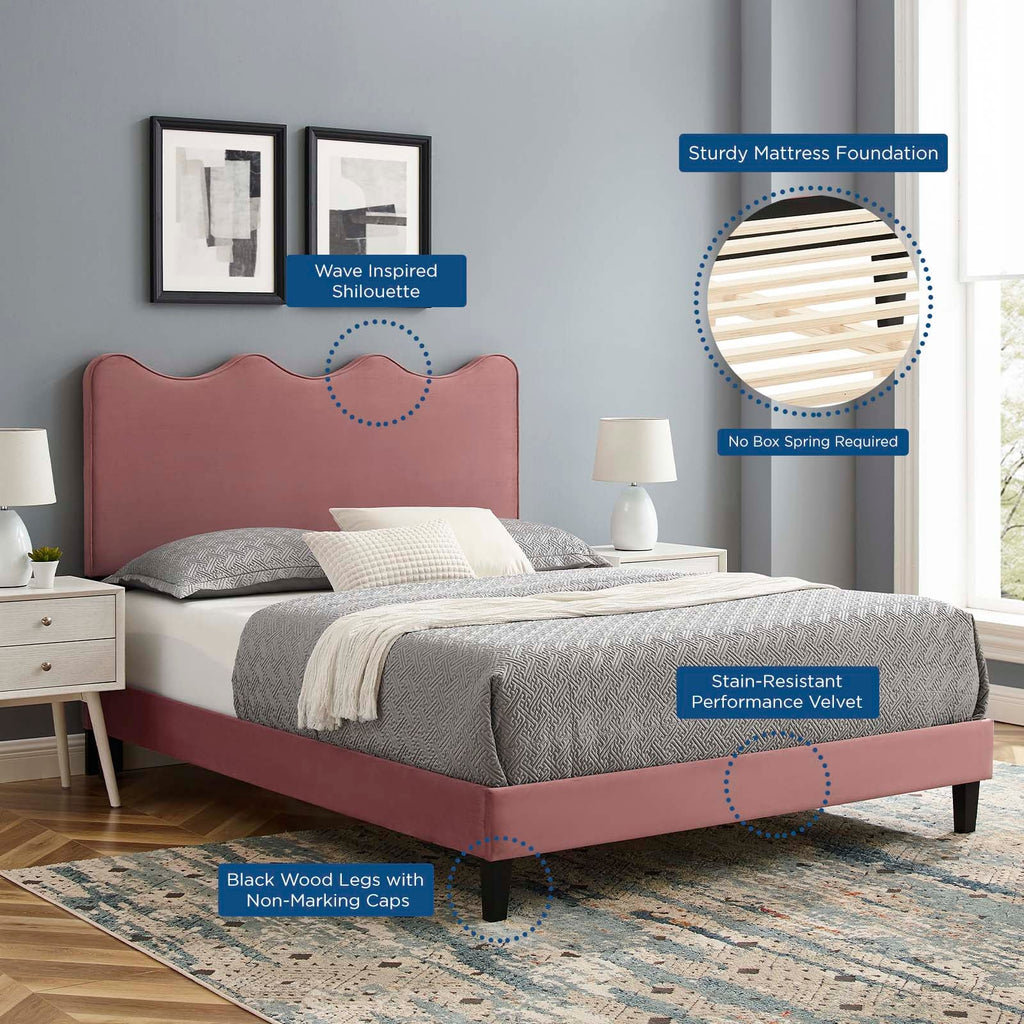 Current Performance Velvet Twin Platform Bed by Modway
