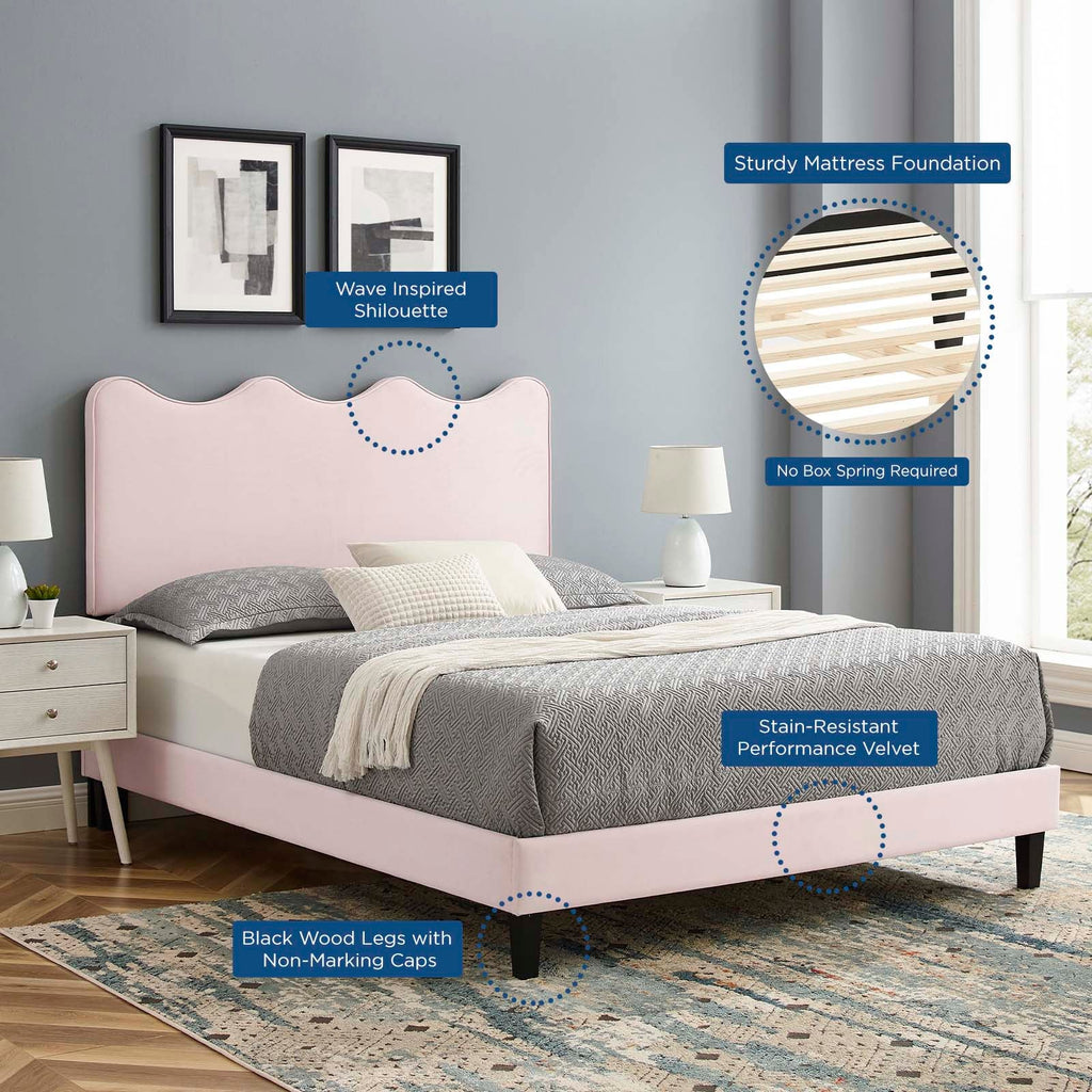 Current Performance Velvet Full Platform Bed by Modway