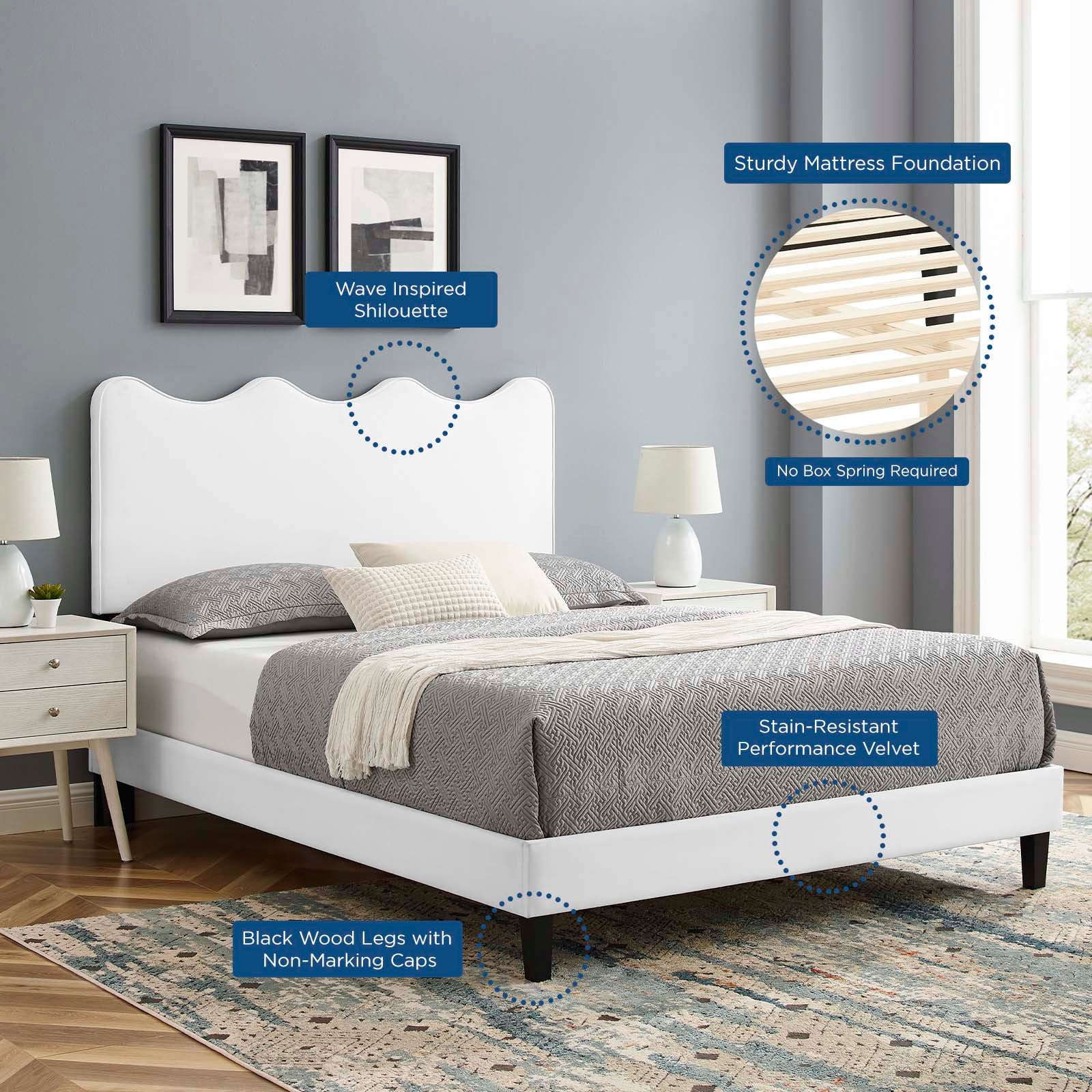 Current Performance Velvet Full Platform Bed by Modway