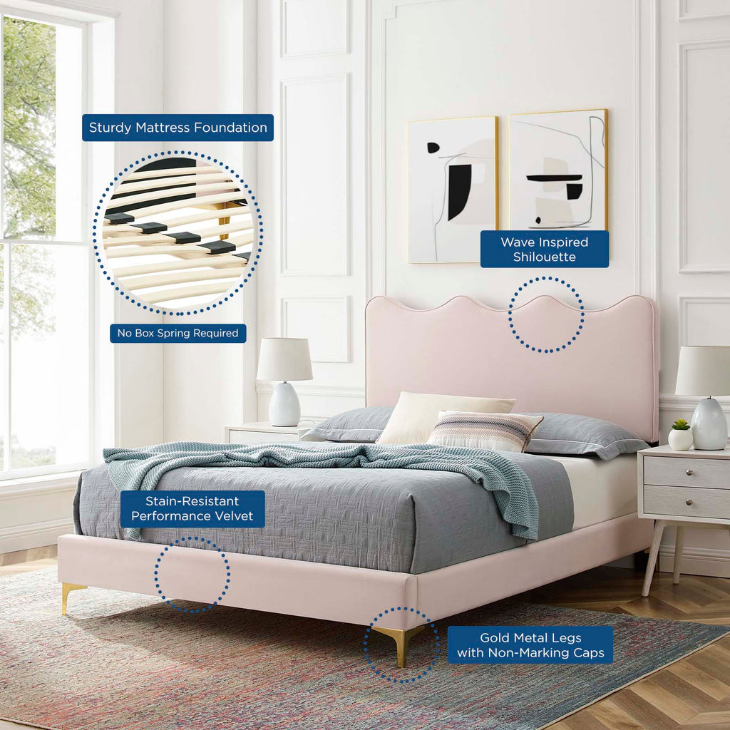 Current Performance Velvet Queen Platform Bed by Modway
