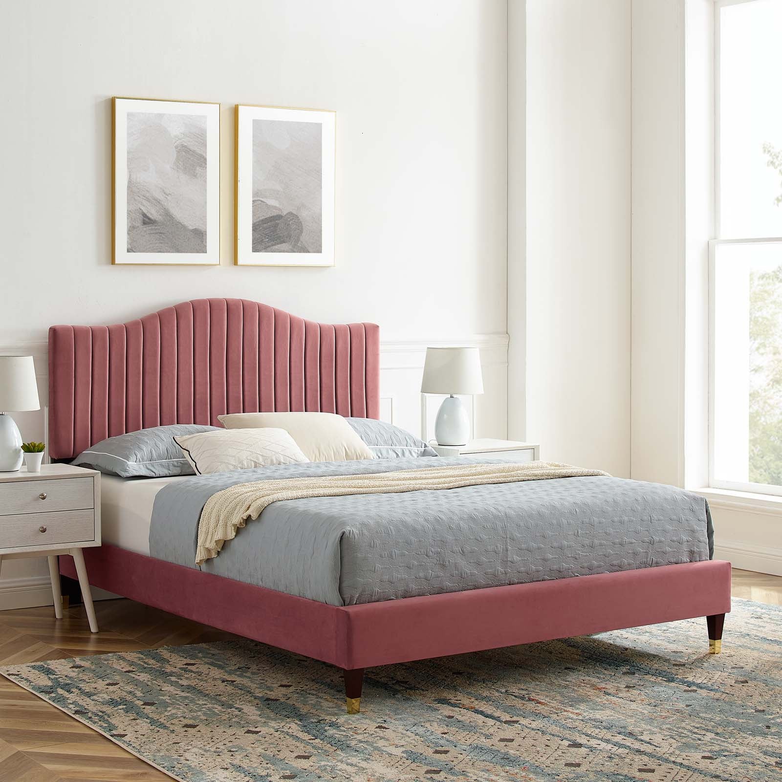 Juniper Channel Tufted Performance Velvet Queen Platform Bed by Modway