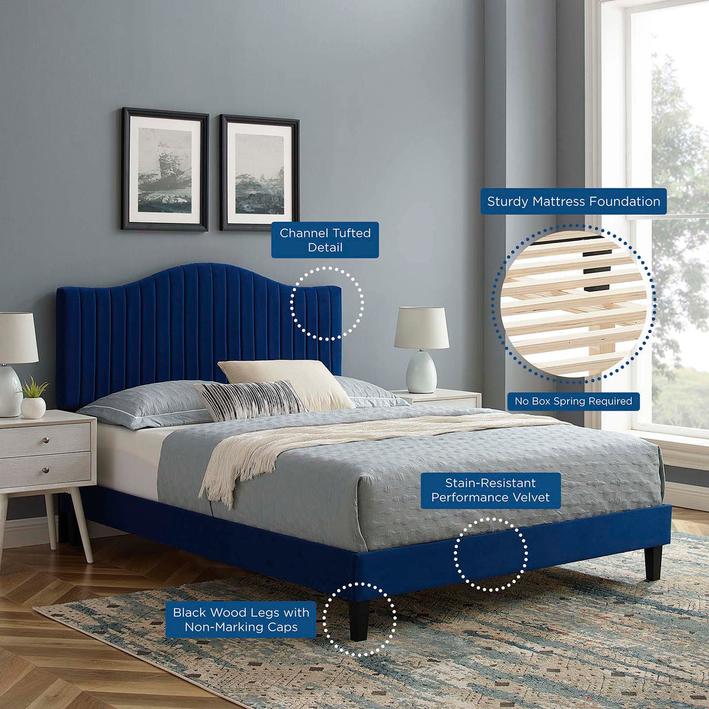 Juniper Channel Tufted Performance Velvet Queen Platform Bed by Modway