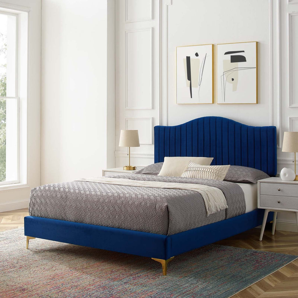 Juniper Channel Tufted Performance Velvet Twin Platform Bed by Modway