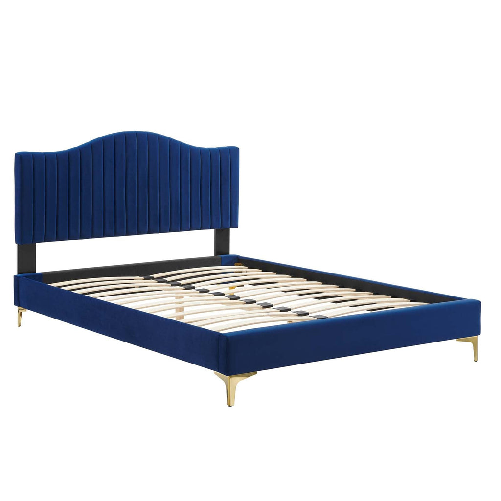 Juniper Channel Tufted Performance Velvet Twin Platform Bed by Modway