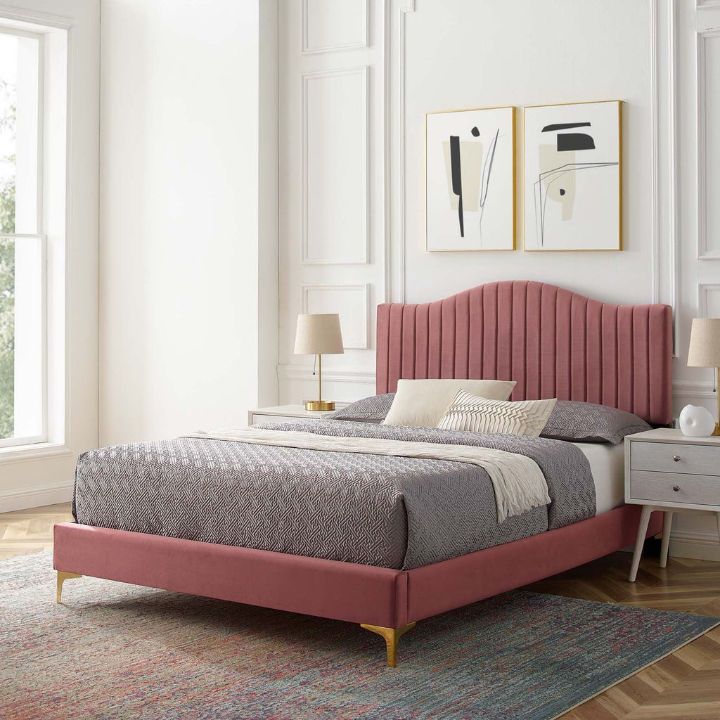 Juniper Channel Tufted Performance Velvet King Platform Bed by Modway