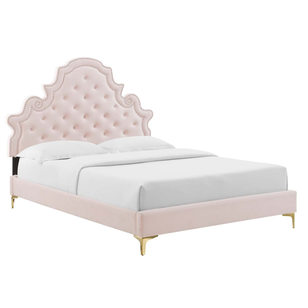 Gwyneth Tufted Performance Velvet Queen Platform Bed by Modway