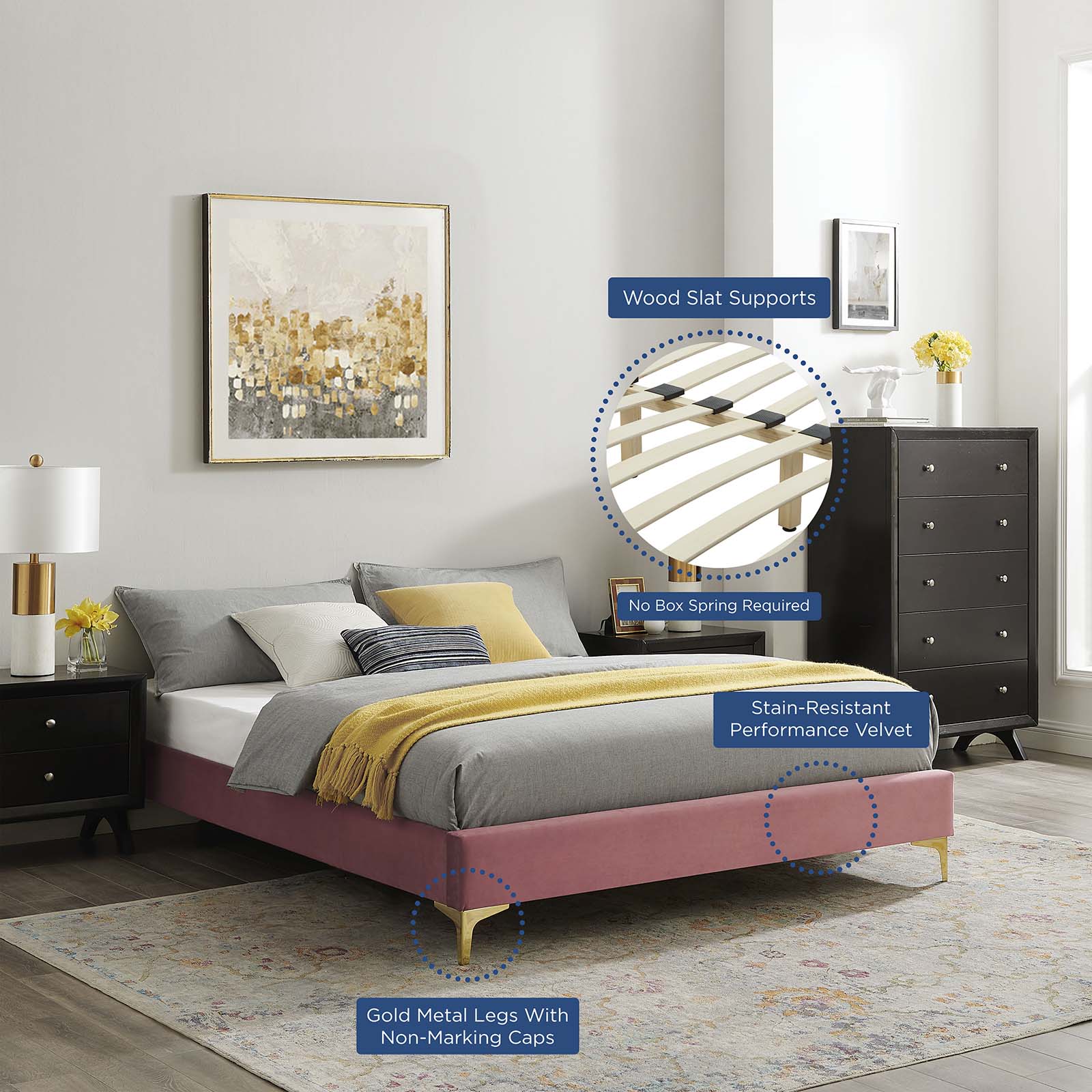 Novi Performance Velvet Twin Bed by Modway