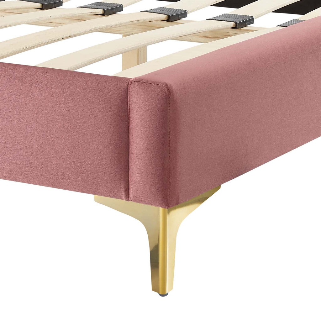 Neena Performance Velvet Twin Bed in Dusty Rose