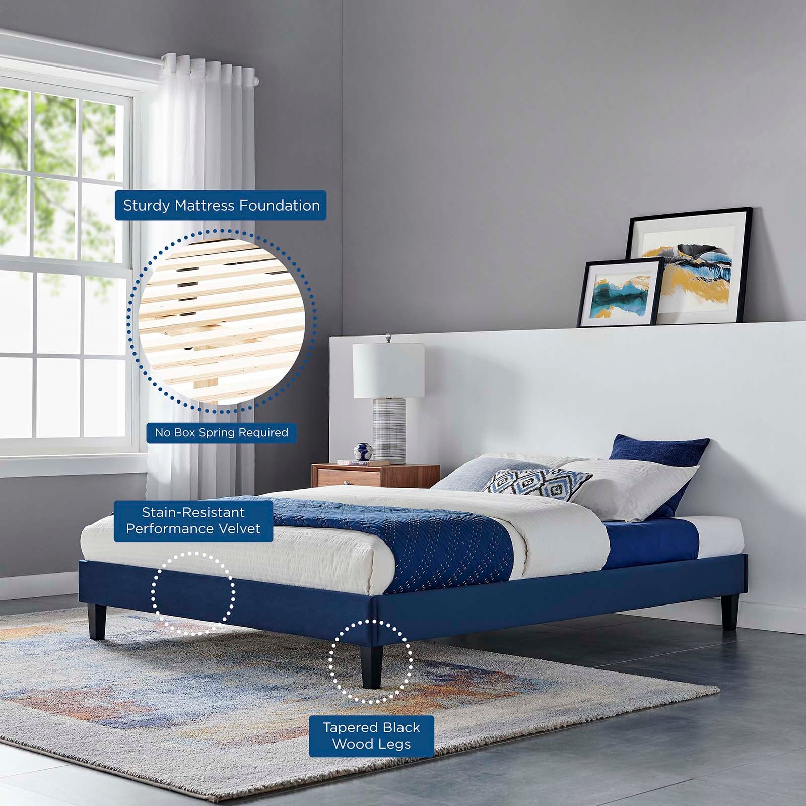 Aviana Performance Velvet Queen Bed by Modway