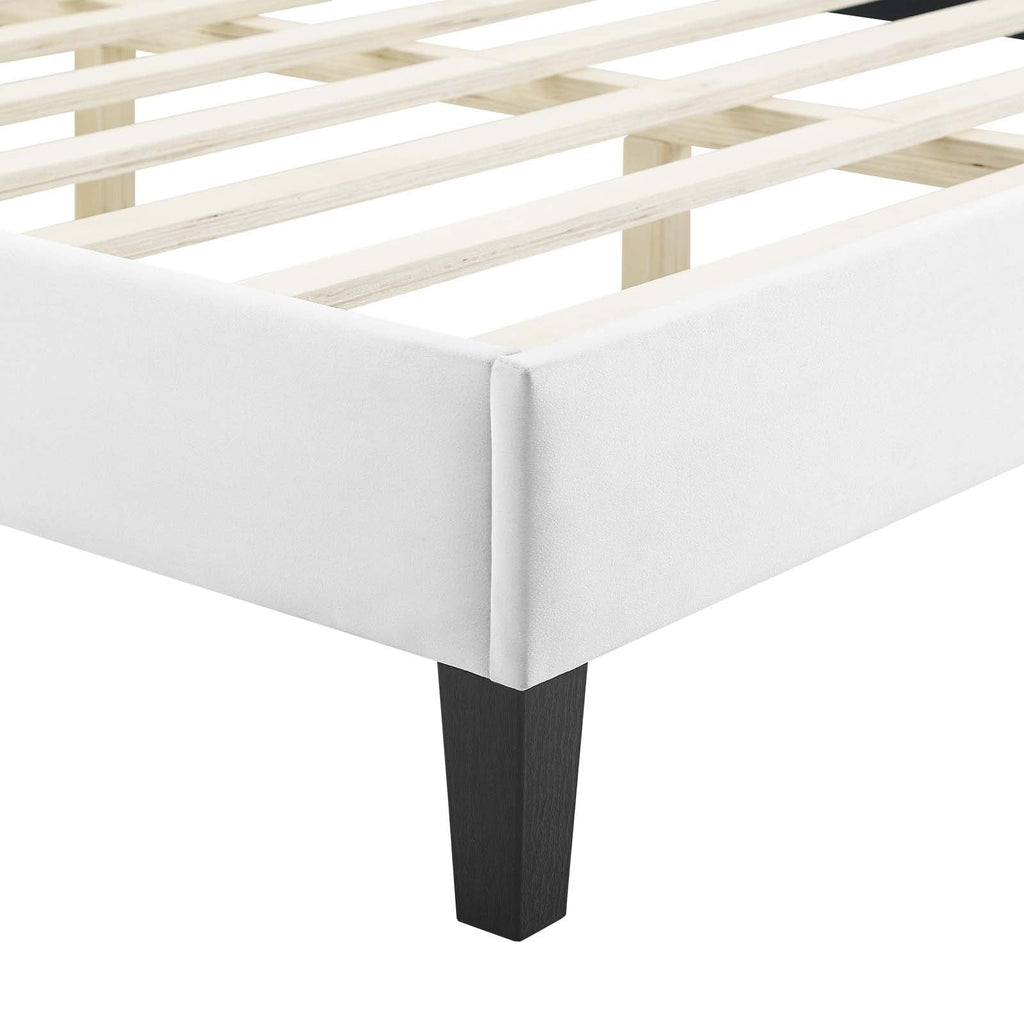 Sienna Performance Velvet King Platform Bed in White