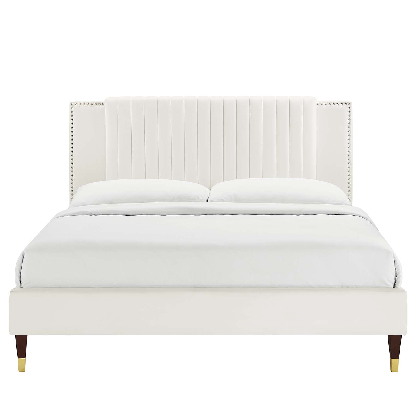 Zahra Channel Tufted Queen Platform Bed