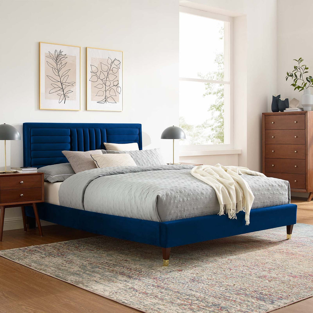 Sofia Channel Tufted Performance Velvet Queen Platform Bed by Modway