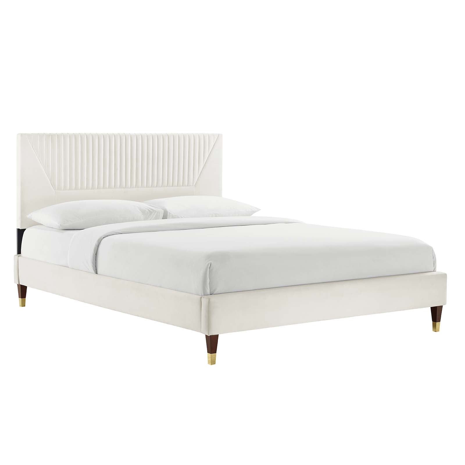 Yasmine Channel Tufted Queen Platform Bed