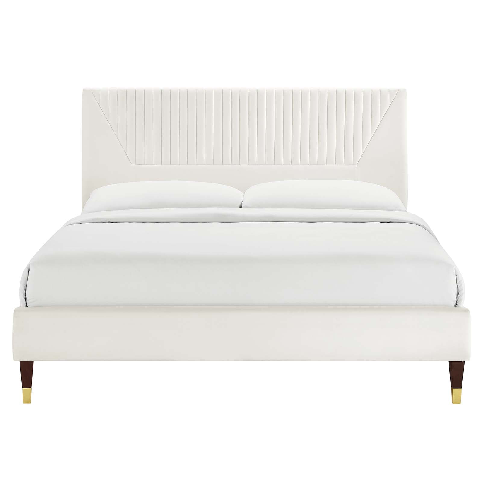 Yasmine Channel Tufted Queen Platform Bed