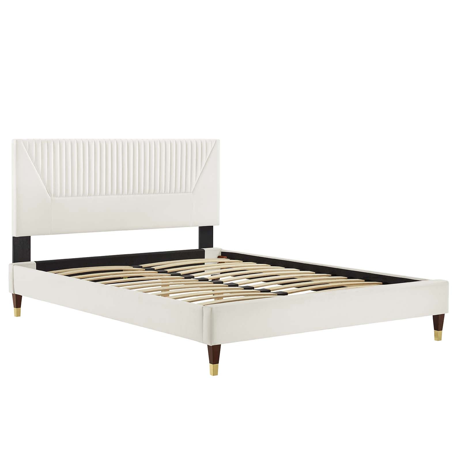 Yasmine Channel Tufted Queen Platform Bed