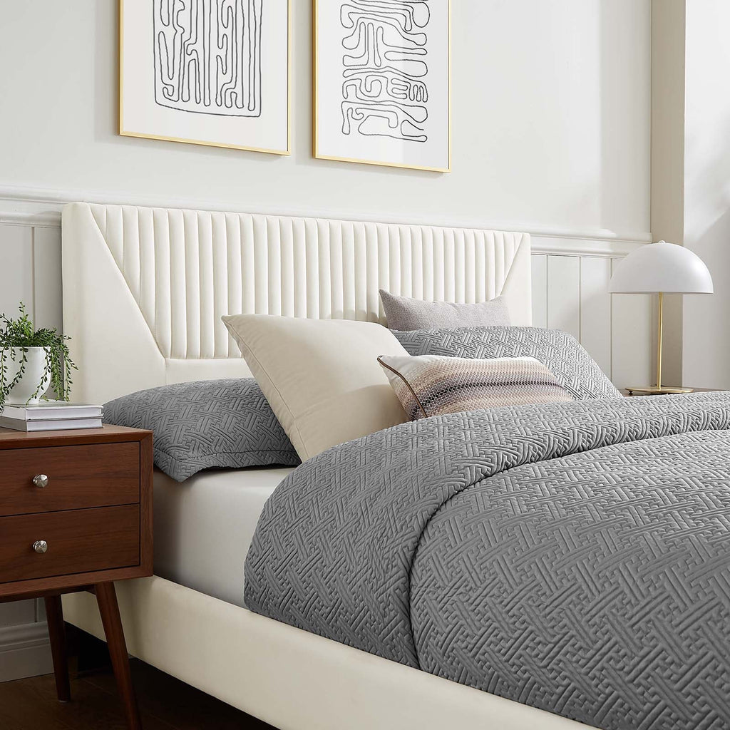 Yasmine Channel Tufted Queen Platform Bed