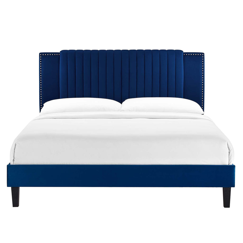 Zahra Channel Tufted Performance Velvet Queen Platform Bed by Modway