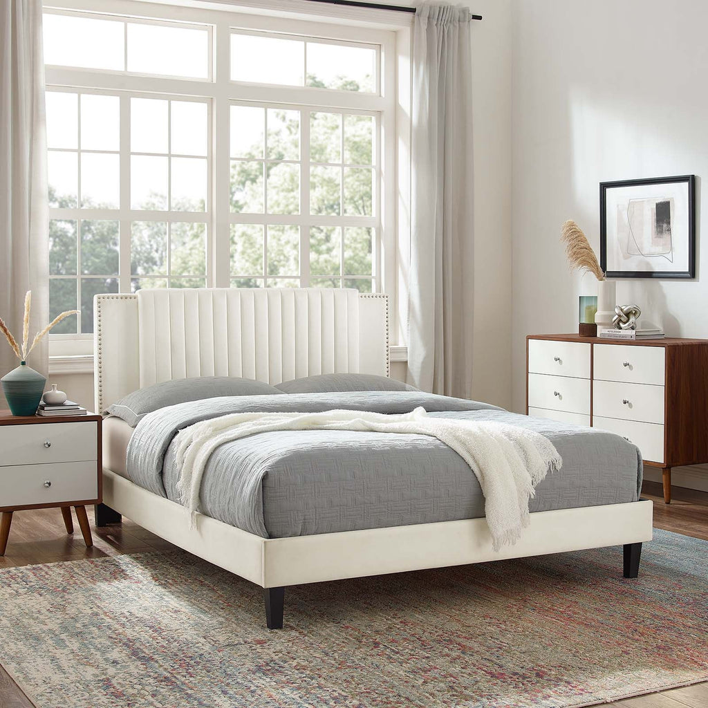 Zahra Channel Tufted Performance Velvet Queen Platform Bed by Modway