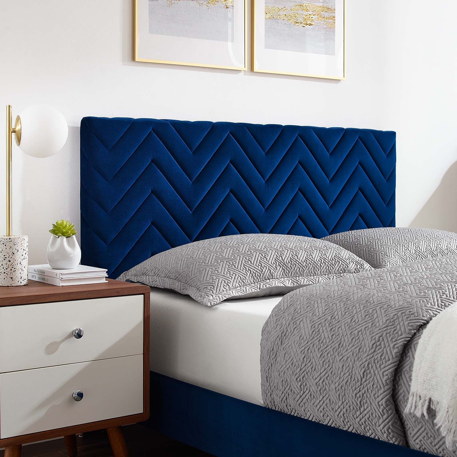 Leah Chevron Tufted Performance Velvet Queen Platform Bed by Modway