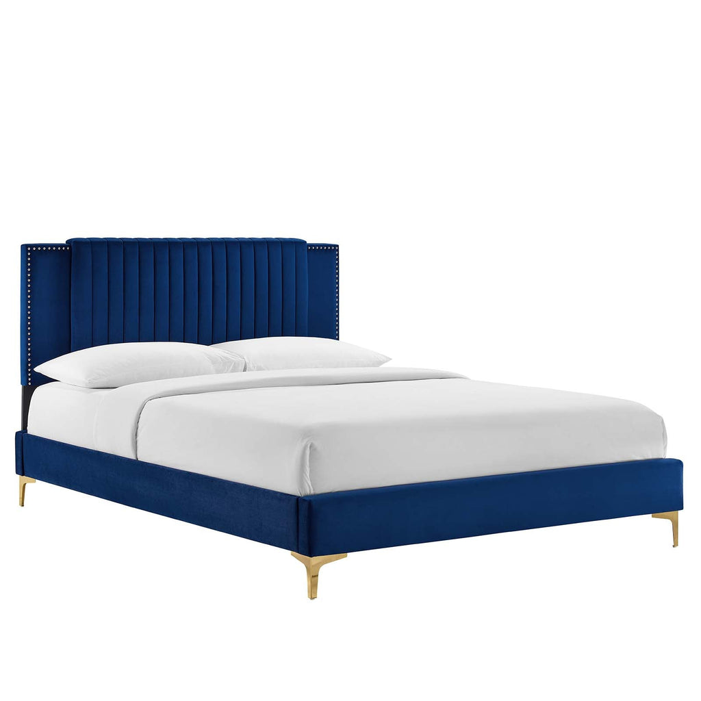 Zahra Channel Tufted Performance Velvet Queen Platform Bed by Modway
