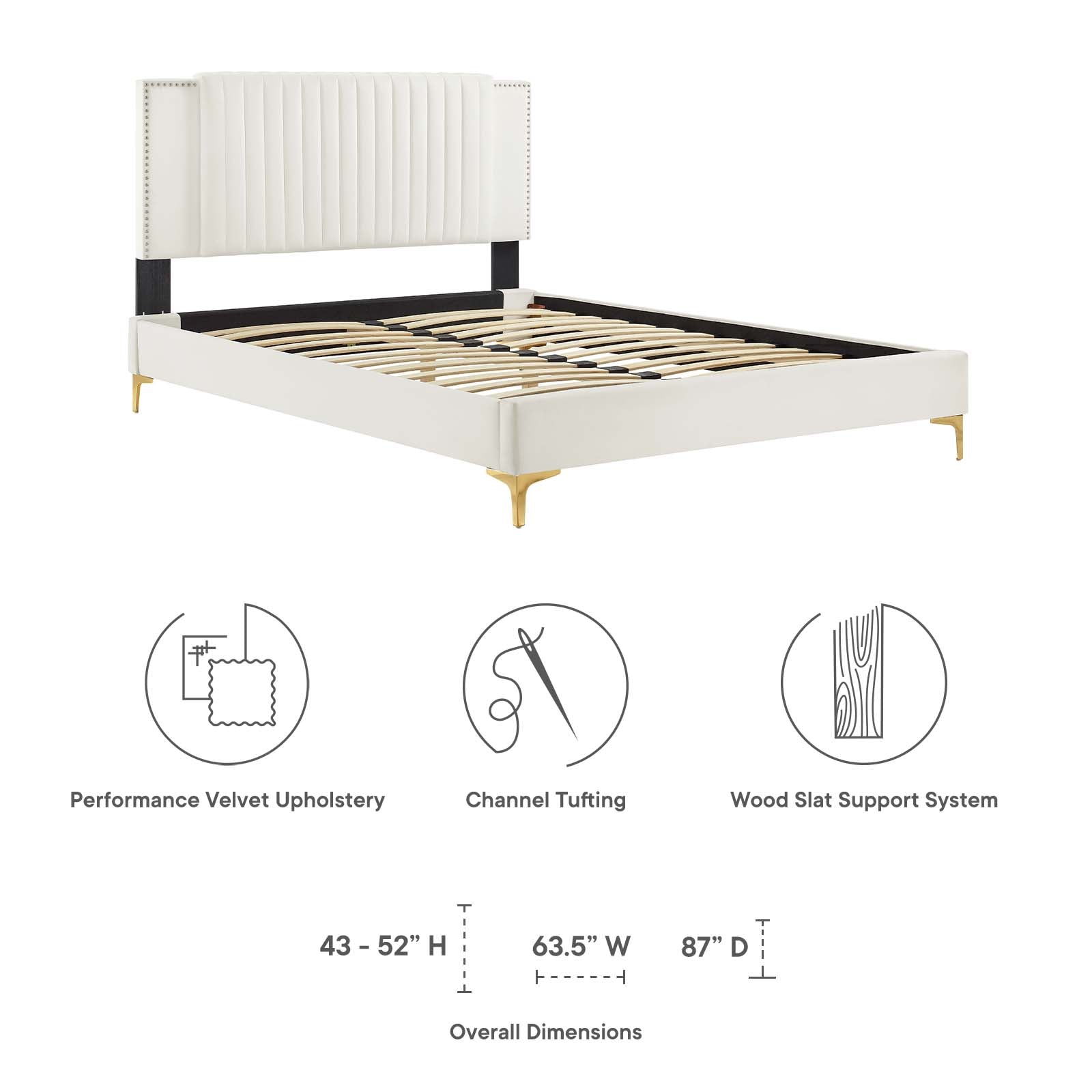 Zahra Channel Tufted Performance Velvet Queen Platform Bed by Modway