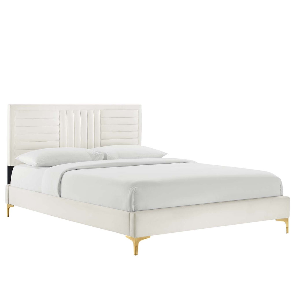 Sofia Channel Tufted Performance Velvet Queen Platform Bed by Modway