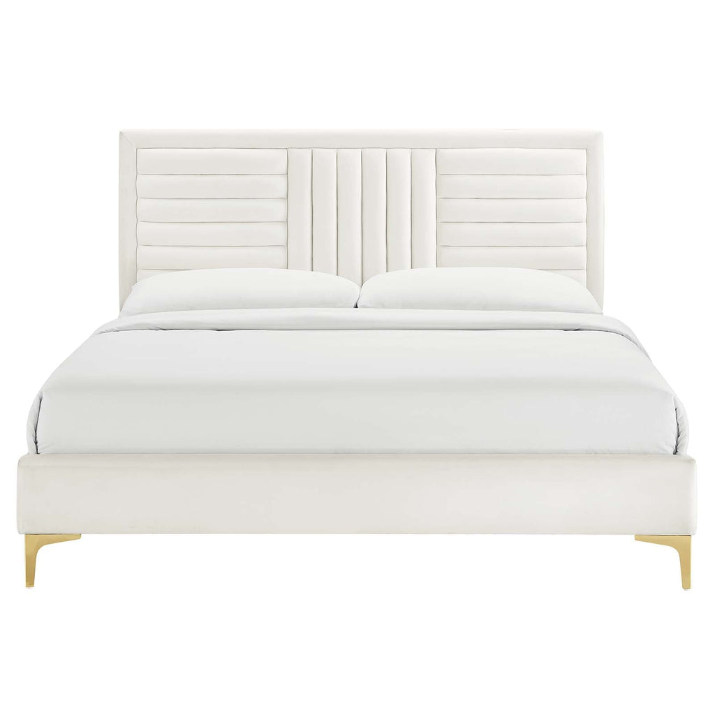 Sofia Channel Tufted Performance Velvet Queen Platform Bed by Modway