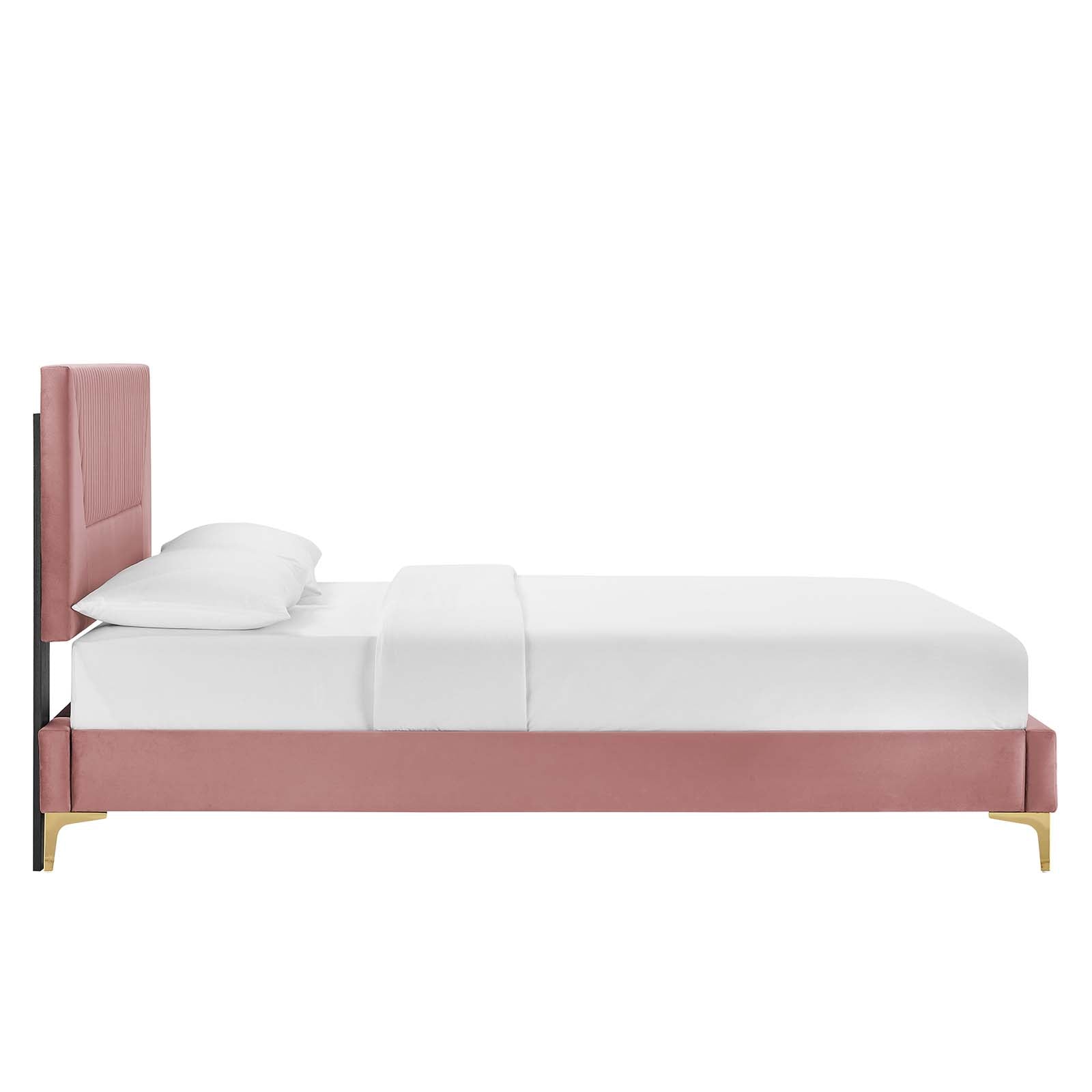 Yasmine Channel Tufted Performance Velvet Queen Platform Bed by Modway
