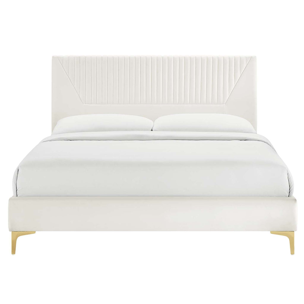 Yasmine Channel Tufted Performance Velvet Queen Platform Bed by Modway