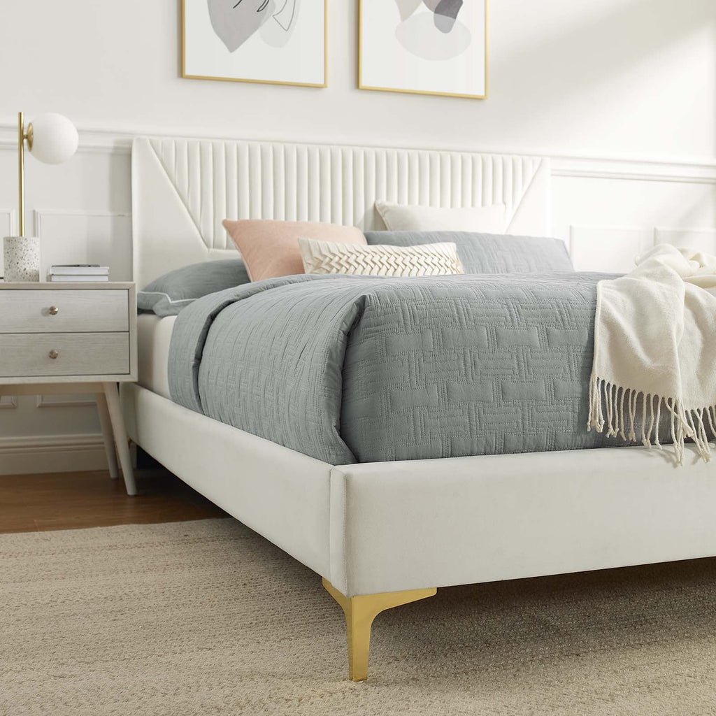 Yasmine Channel Tufted Performance Velvet Queen Platform Bed by Modway