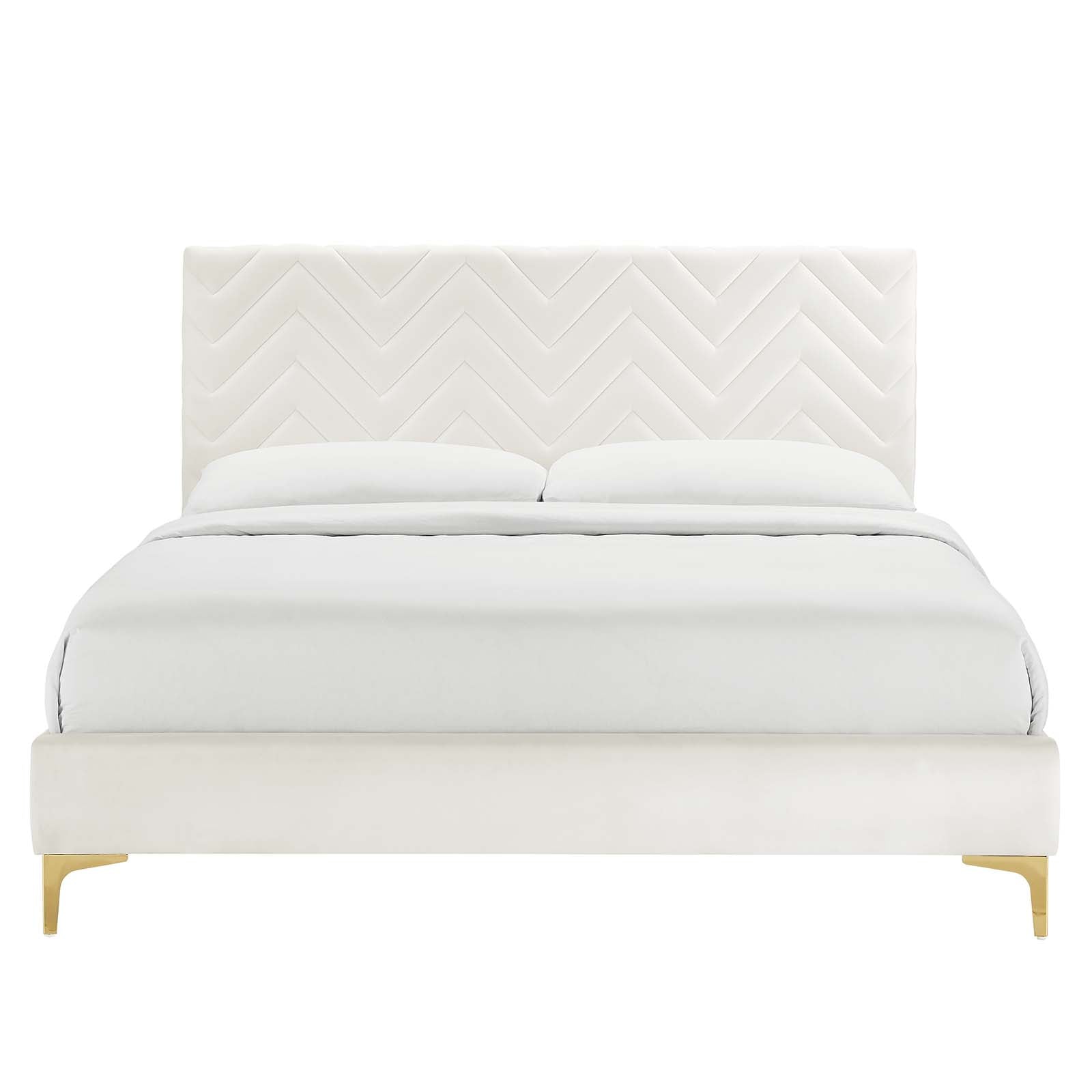 Leah Chevron Tufted Performance Velvet Twin Platform Bed by Modway