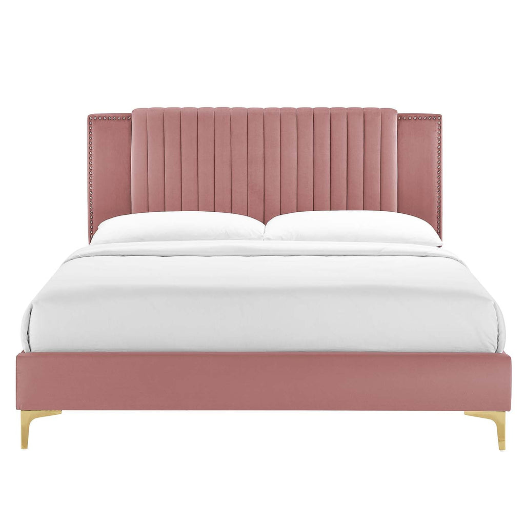 Zahra Channel Tufted Performance Velvet Twin Platform Bed by Modway